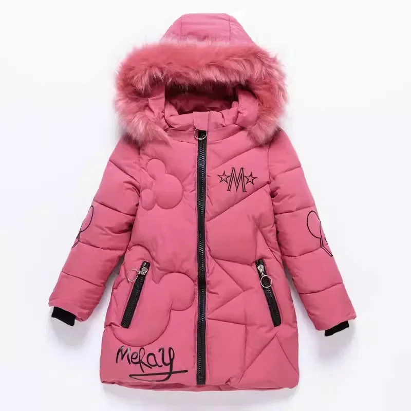 Girls Winter Jacket Children\'s Thick Warm Coat Kids Hooded Coats Baby Thick Parka Letter Winter Clothing Outerwear 4 6 8 10 Year