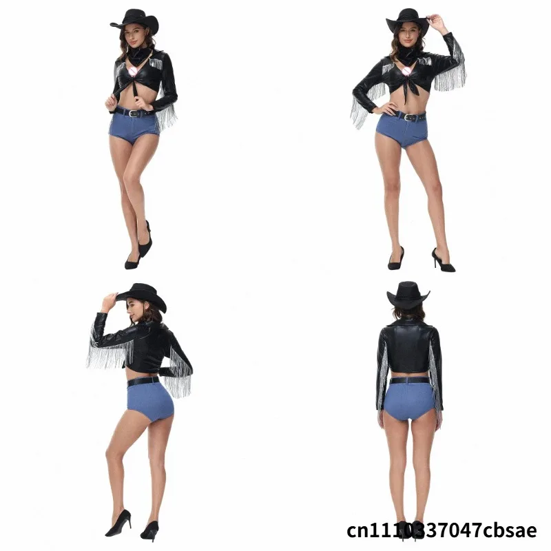 Damen Sexy Cowgirl Cosplay Outfit Erwachsenen Western Cowboy Kostüm Vintage Mittelalterliches Halloween Retro Hippie Faschingskostüm