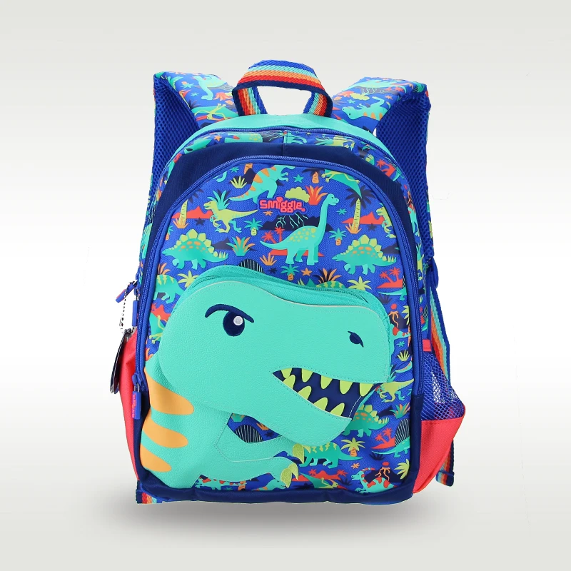 

Australia original Smiggle hot-selling children's schoolbag boy cool blue-green dinosaur primary school backpack 14 inches