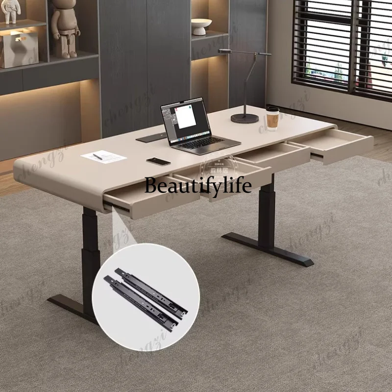Luxury Minimalism Italian Style Light Room Desks Computer Desk Motion Desk Standing Tables Height Adjustment Table Office Table