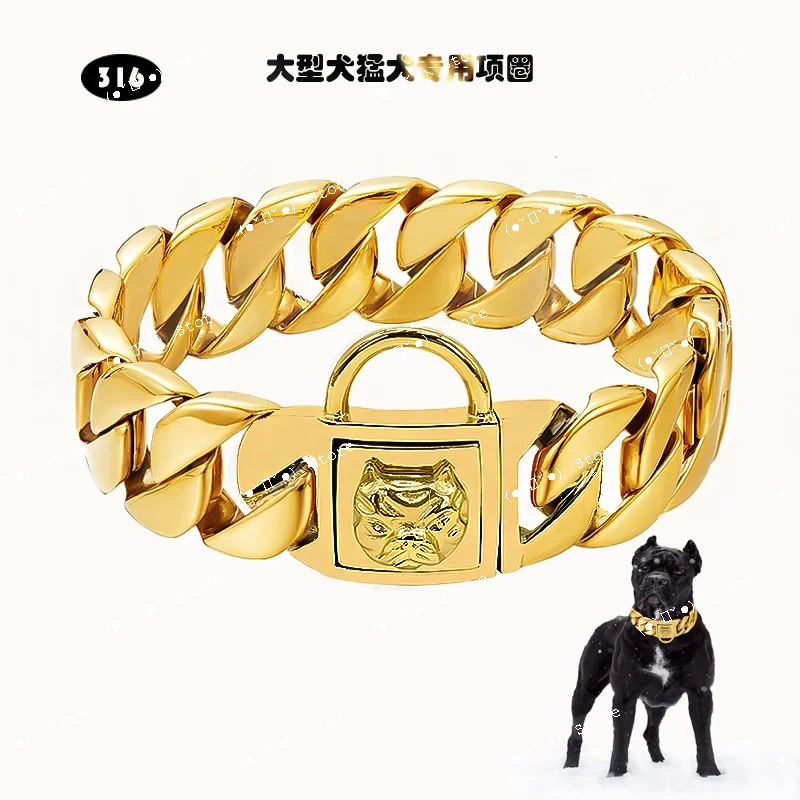 

Stainless Steel Dog Chain Pets Jeweled Dogs Accessoires Collar Perro Doberman Rottweiler Pitbull Collars Pet Supplies