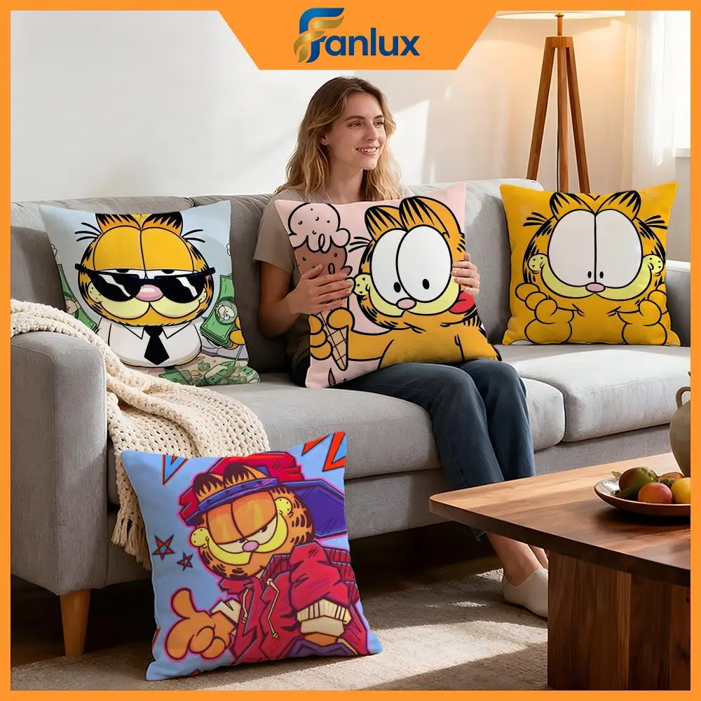 Cartoon Garfield Cushion Cover 4Pcs Decorative Covers Soft Cushion Case for Sofa Couch Decor 40x40 45x45 Pillowcases