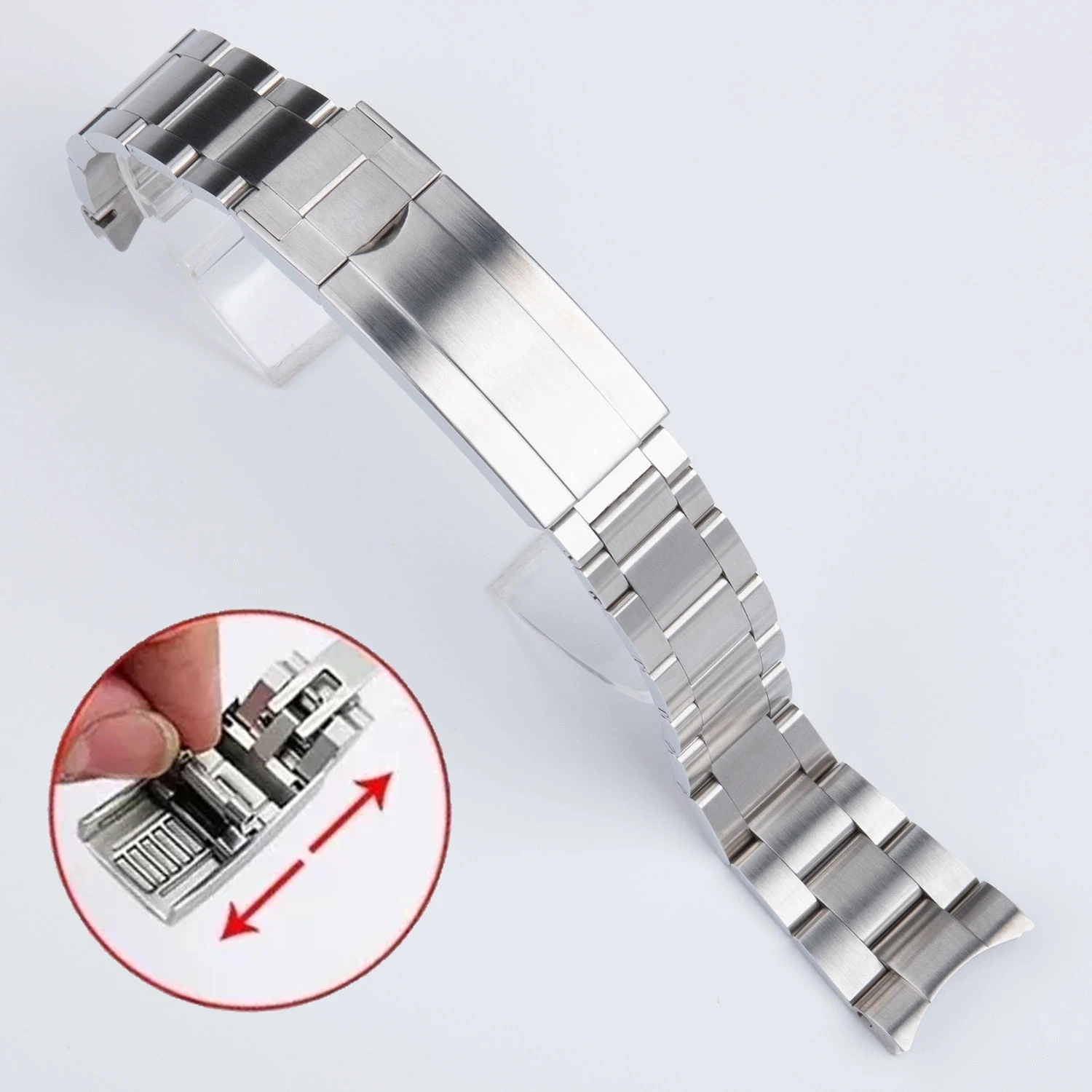 20mm Width 904L Solid Stainless Steel Watch Band Brushed Polished Oyster Bracelet Folding Buckle Glide Lock Clasp FOR RELOX SUB image 3