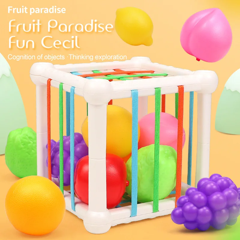 Montessori Toy Colorful Fruit Sorting Game Baby Motor Skill Tactile Learning Educational Toys for Children 1-3 Years Baby Gift