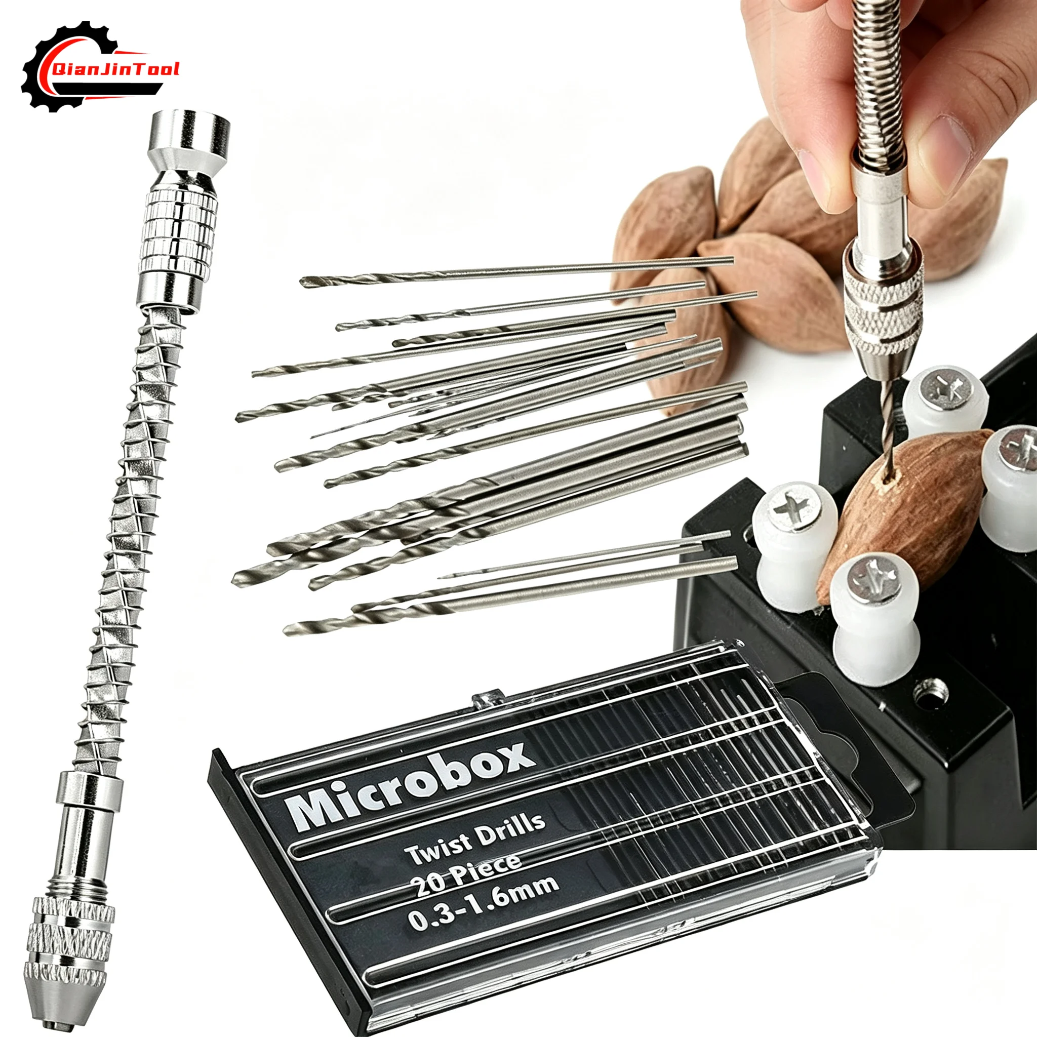 22Pcs 0.3mm-1.6mm Hand Drill Bit Set Semi-Automatic Micro Mini HSS Spiral Twist Drill Bit Craft Jewelry Wood Punching DIY Tool