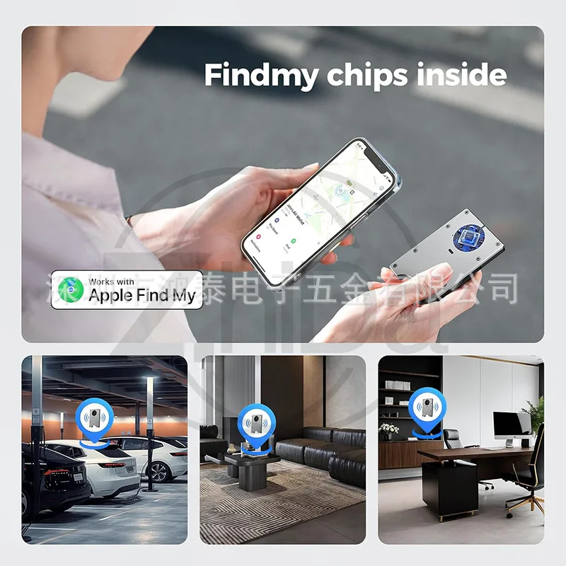 Metal Wallet Card Holder Built-in Slot For AirTag, RFID Blocking Anti-theft Scan Function, Slim Metal Money Clip