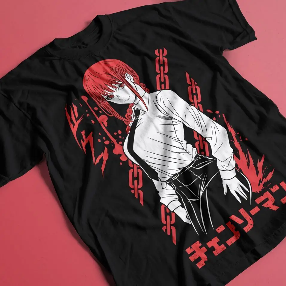 T-shirt Chainsaw Man Makima, Anime Pochita, Toutes tailles, Noir, Power