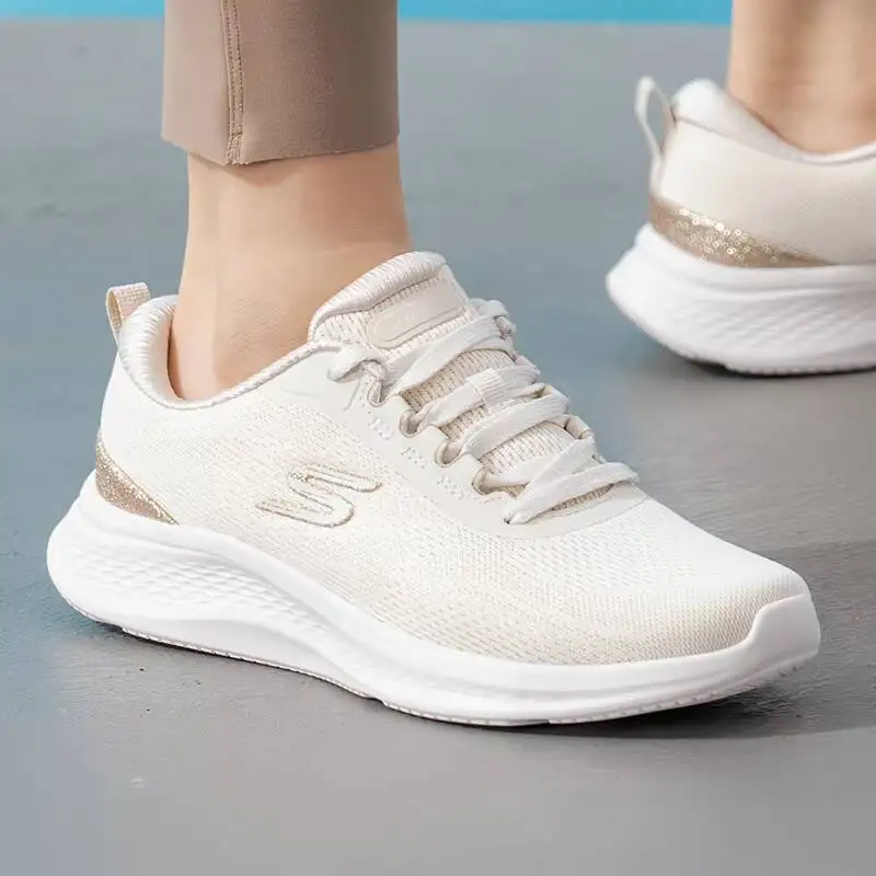Skechers 150629-NTGD Women Natural Gold Breath Mesh Max Cushion Anti Slip All Day Walking Casual Sneakers