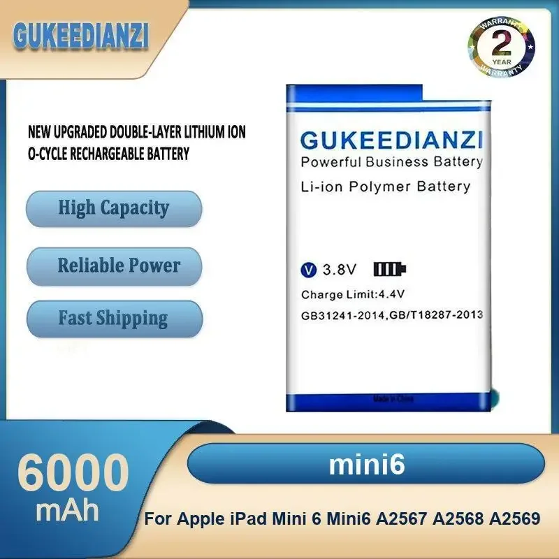 

mini6 6000mAh High Capacity Tablet Battery For Apple iPad Mini 6 Mini6 A2567 A2568 A2569