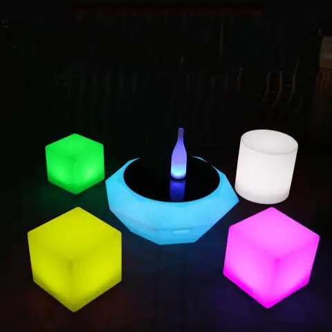 패션 RGB 충전식 LED 조명 가구 큐브 의자, 원격 야외 사용 가제트, 홈 파티 장식