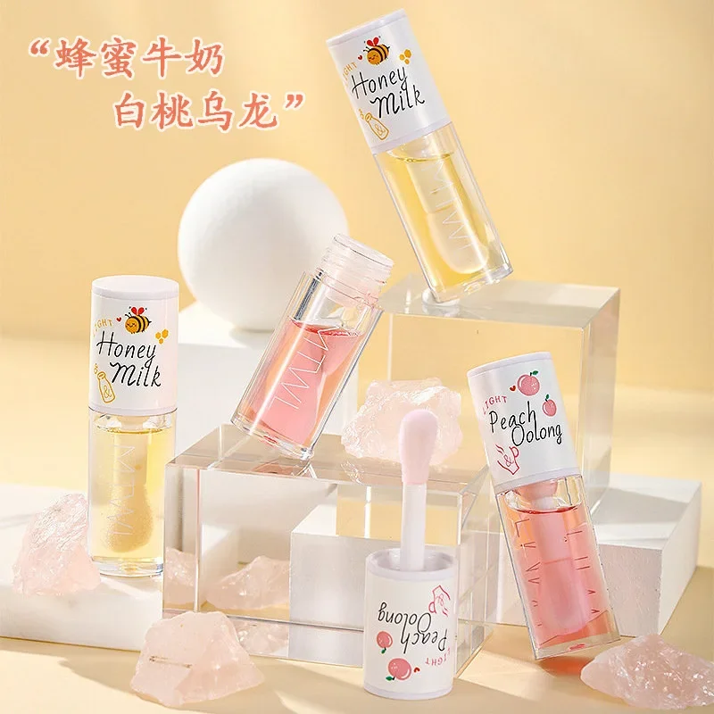 Peach Lip Oil Gloss Plumper Moisturizing Non Sticky Water Glossy Long-Lasting Transparent Liquid Lipstick