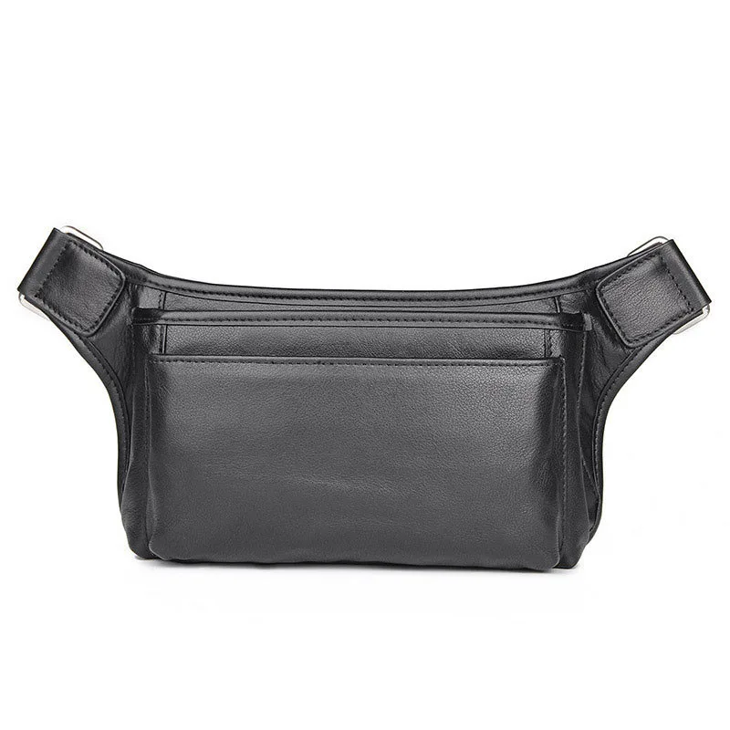 3 Zipper Leather Waist Bag For Men Male Fanny Pack For Running Bag Leather Waist Pack Outdoor Sling Bag Black Coffee Men Bags