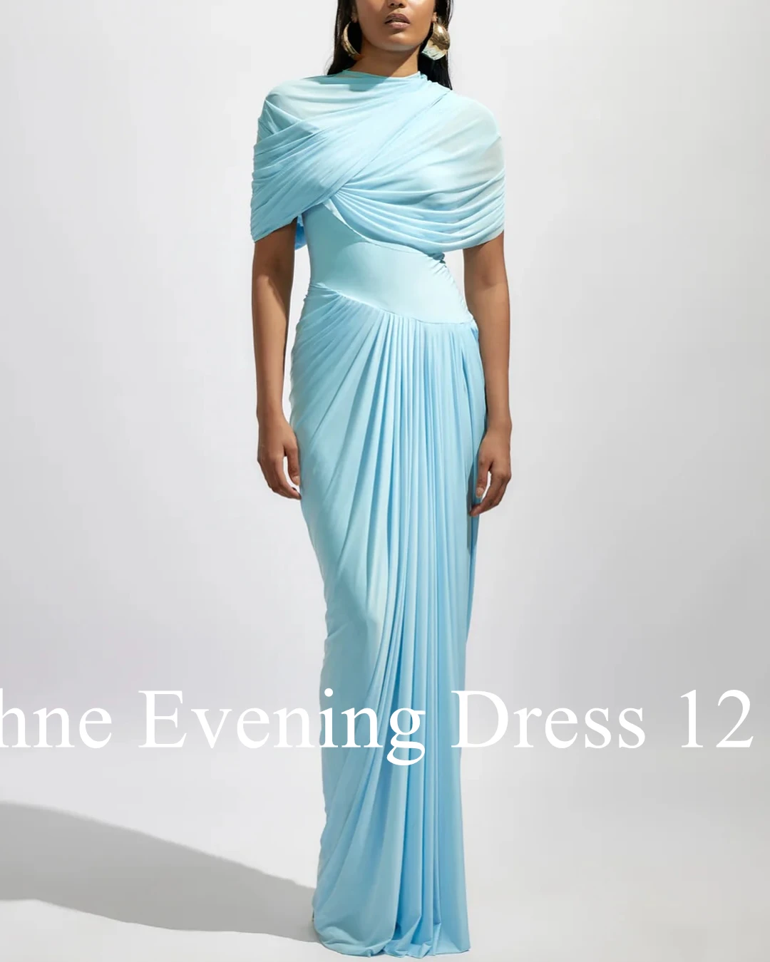 Customized Modern Crew Neck Jersey Short Sleeves Evening Dress Temperament Pleats Photo Color Robe de soirée Vestido De Festa