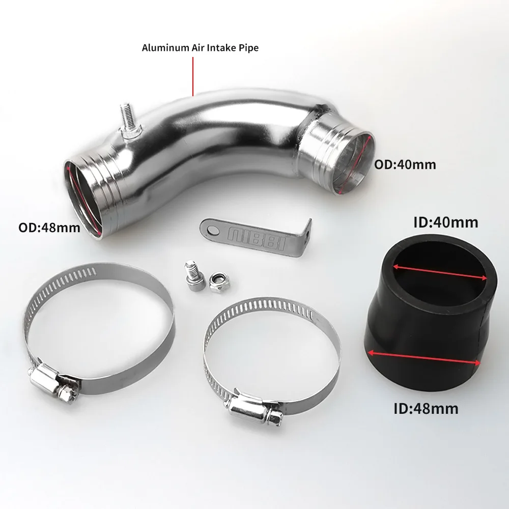 NIBBI 48mm CNC Luchtfilter Aluminium inlaatspruitstuk Curve Pijp Inlaatspruitstuk Kit voor GY6 Motor Scooter Motorfiets Accessoires