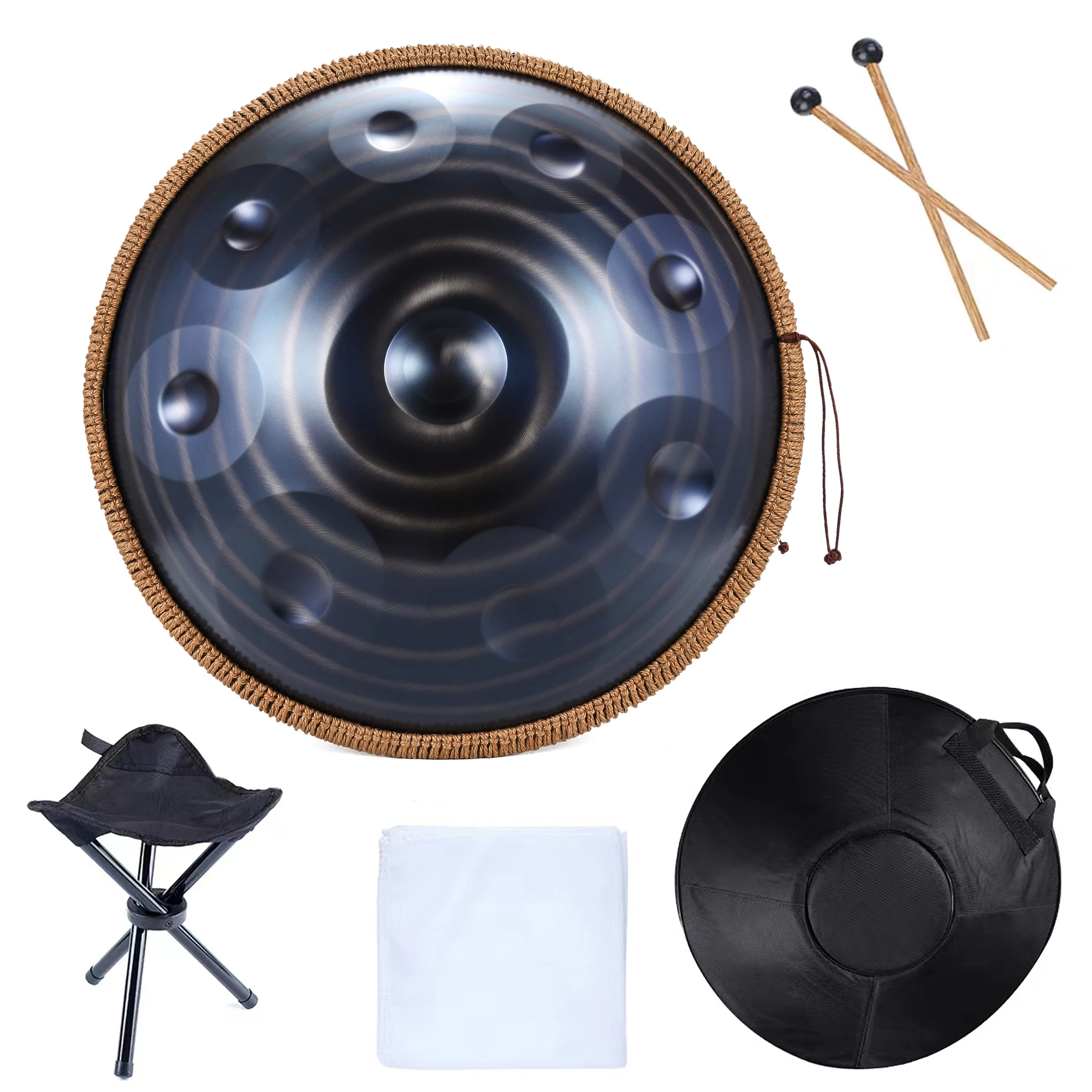 Handpan 440HZ 10 Notes 9 12 D Minor 432HZ Pantam 22 inch Nitriding Steel Hand Pan Drum Yoga Meditation Musical Instruments