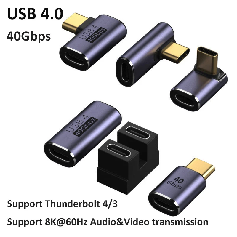 USB-C-Adapter Gerader Winkel adapter Typ C Buchse zu Typ C Stecker 40 Gbit/s Schnell daten adapter Konverter Lade adapter – Detail 4