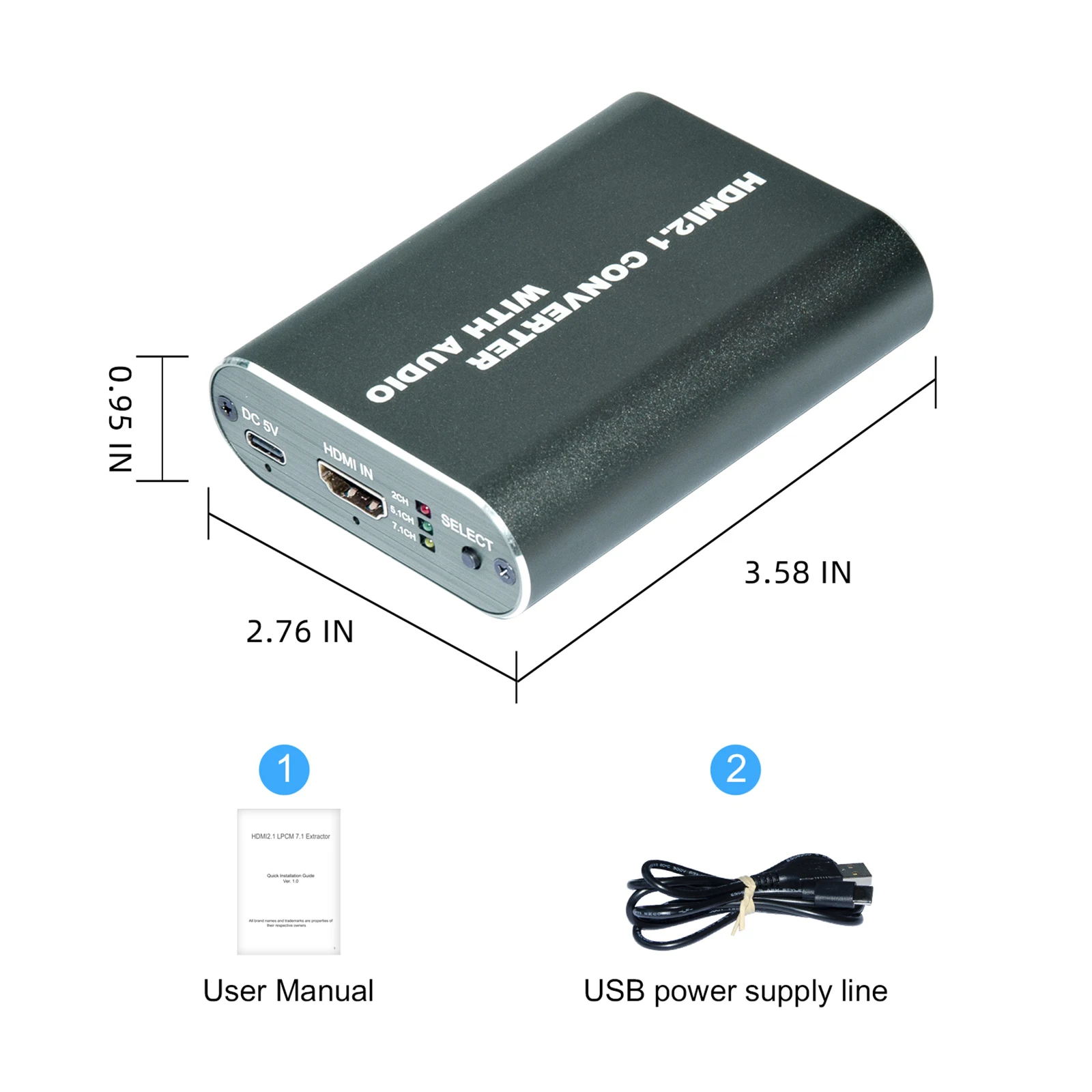 Imagem -02 - Extrator de Áudio Hdmi Conversor de Áudio 8k com Spdif Óptico Suporta Arclpcm2.05.17.1hdcp2.3dolby e Dts Todos os Formatos