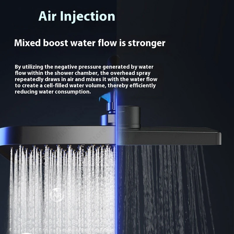 Modern Waterfall Shower System Height Adjustable Shower Set Water Saving Shower Sets Handheld Showerhead Bathroom Accessories