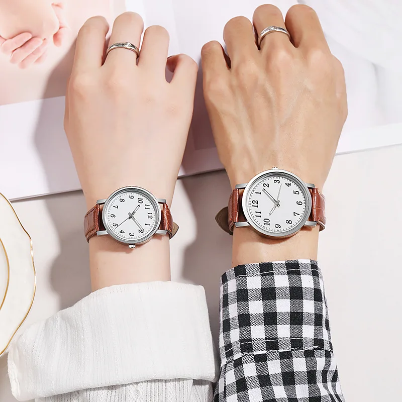 Relojes para parejas, marca superior, reloj de cuarzo de lujo para parejas, reloj con correa de cuero resistente al agua para mujeres y hombres, regalo para amantes