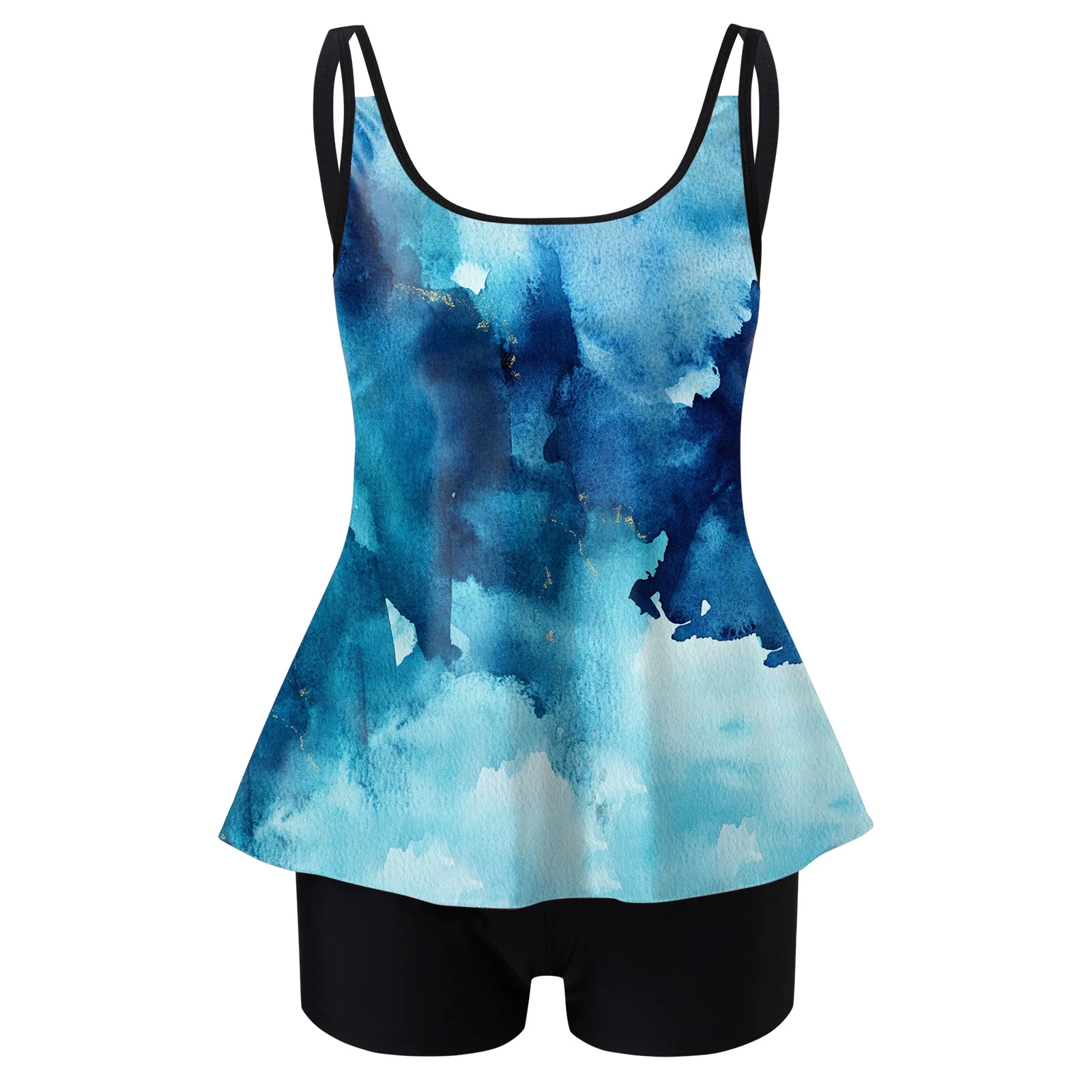 2026 Summer Triangle Low Waist Bikinis Women'S Neck Two Piece Swimsuit With Flowy Bohemian Prints Tankini Maillot De Bain Femme