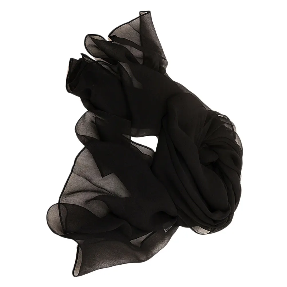 

Oversize Sunscreen Scarf Women Shawl Gauze Black Ladies Miss Cape Protection Solid Color Dual Scarf Beach Fashion Accessories