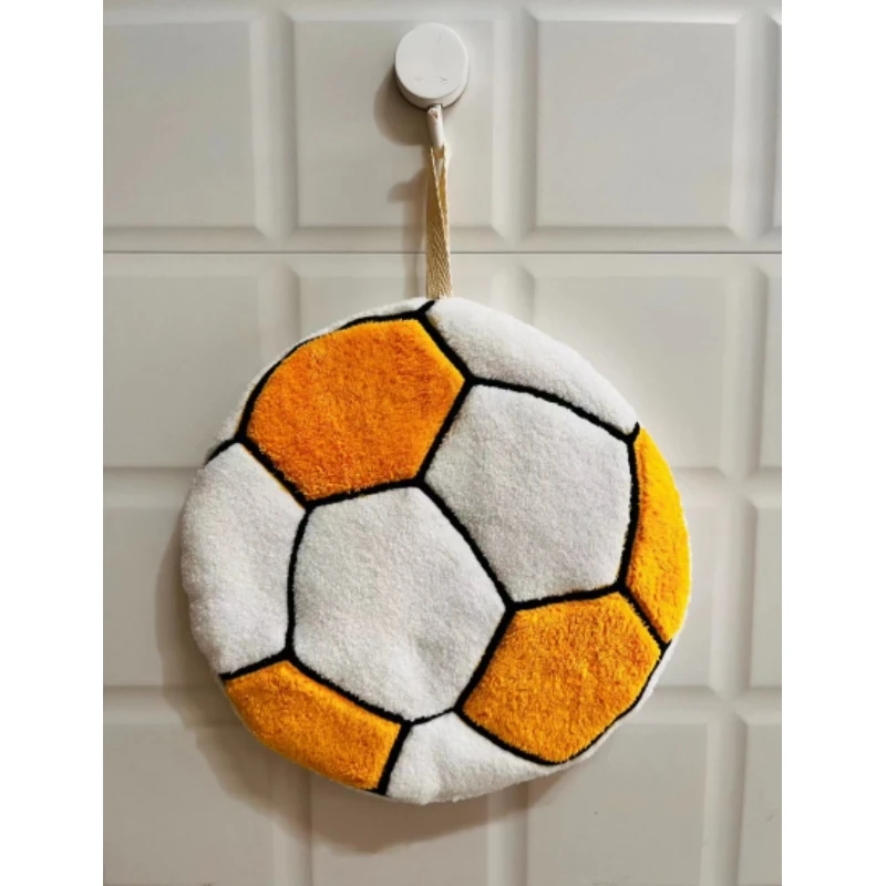 Football Cartoon Towel Hanging Basketball Hand-drying Rag Three-layer Thickened Coral Plush Towel Handkerchief