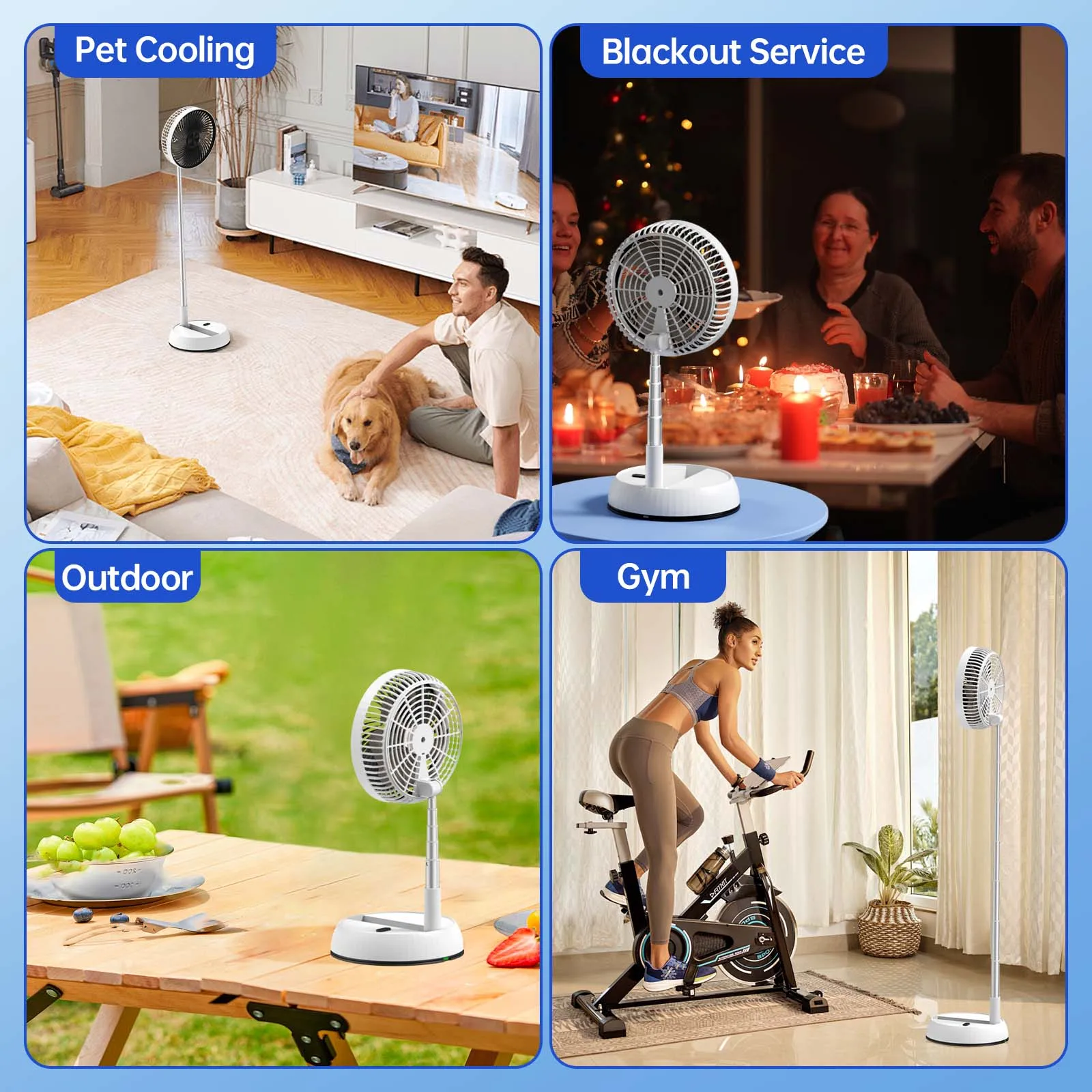 Home office telescopic fan aluminum alloy folding fan left and right rotating silent vertical desktop timed three speed fan