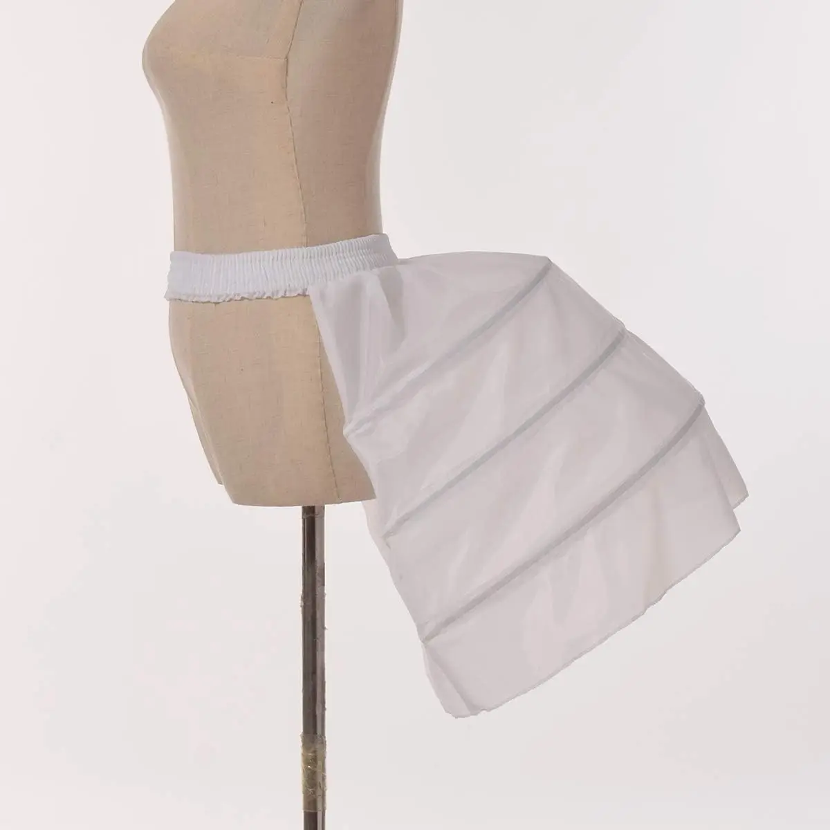 

Women 3 Hoop Bustle Cage Victorian Dress Double Pannier Petticoat Elastic Waist Skirt