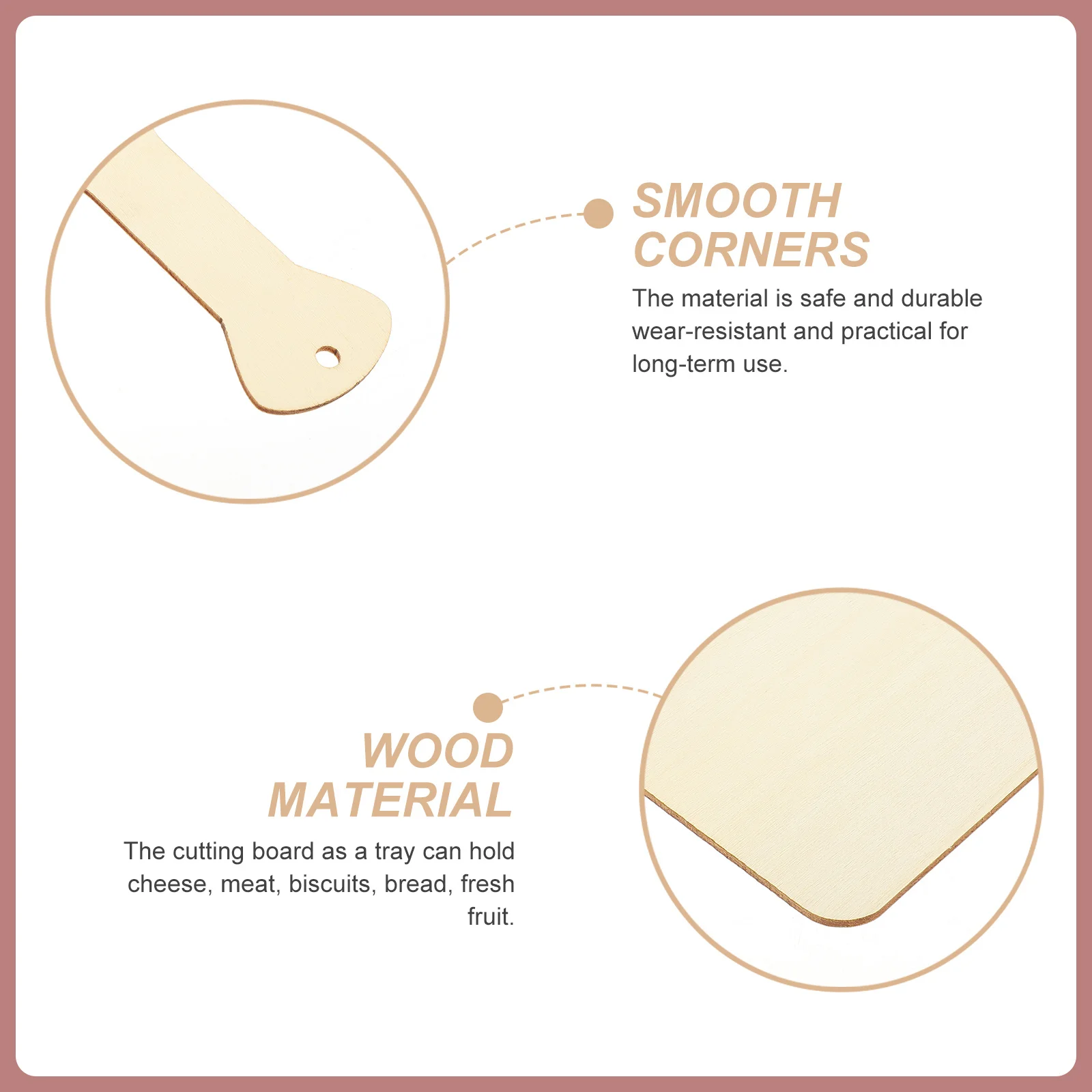 6개입 나무 도마 블랭크 어린이 DIY 미니어처 도마 맞춤형 서빙 트레이 빵 케이크