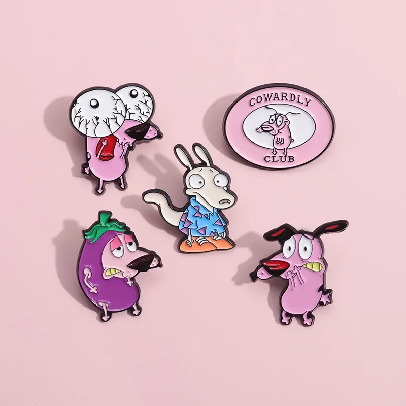 Animal Brooch Funny Eggplant Big Eyes Dog Shape Metal Badge Small Gift Wholesale Lapel Pins for Caps Backpack Accessories Pin