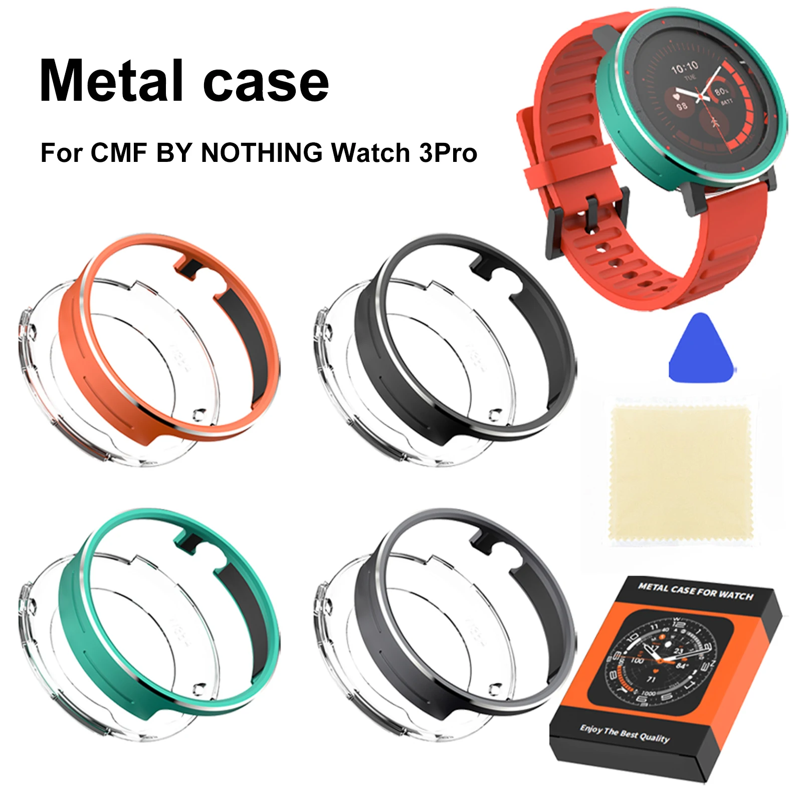 Watch Bezel Protective Case Anti-Scratch Watch Clear Shockproof Screen Protector Drop-proof for CMF By Nothing Watch 3 Pro