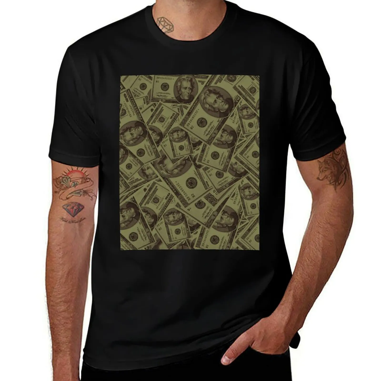 

20 DOLLAR BILL PATTERN MONEY CURRENCY PATTERN 20 DOLLARS PERFECT GIFT IDEA T-Shirt Big and Tall Crew Neck Tee