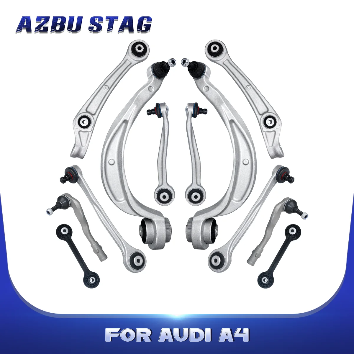 AzbuStag 12 Pcs Front Forward Lower Left Right Upper Rearward Control Arm Ball Joint for Audi A4 A5 2008 2009 2010 8K0407151