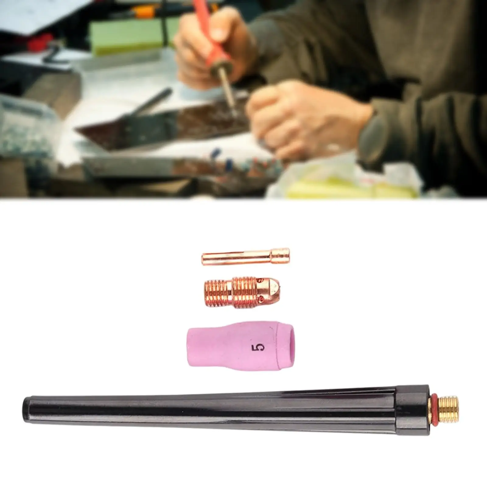4 Uds consumibles de soplete de soldadura TIG accesorios de soldadura de argón juego de herramientas de repuesto de boquilla de cuerpo de pinza para WP-17/18/26
