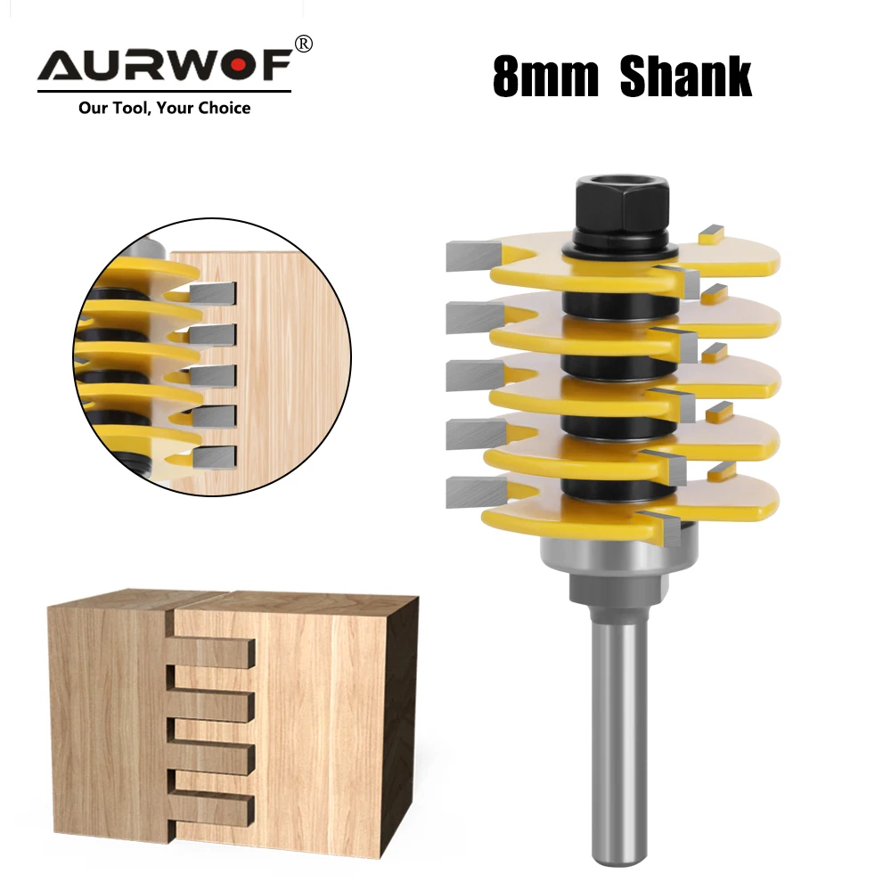AURWOF 8mm Shank Full Split Finger Joint Router Bit 1-7/8