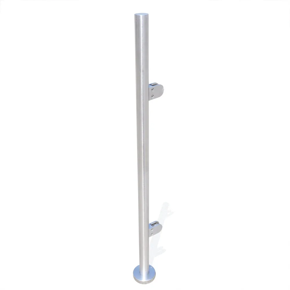 110cm Stainless Steel Balustrade Posts 316 Stainless Round Stair Glass Railing Post with Glass Clamps fit 8-12mm Toughened Glass