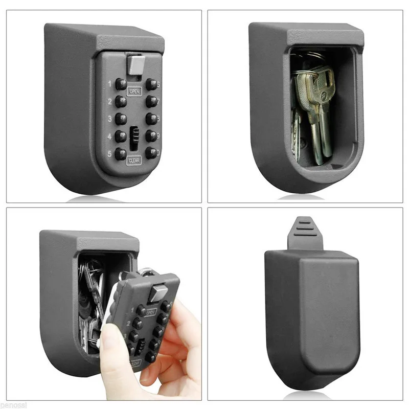 Wall Mounted Key Safe Box Mini Key Storage Cabinet Password Metal Key Storage Box with Waterproof Cover