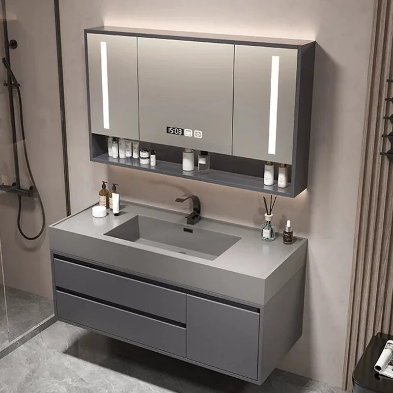 Light luxury rock integrated bathroom cabinet combination hand washbasin washbasin modern simple bathroom bathroom set