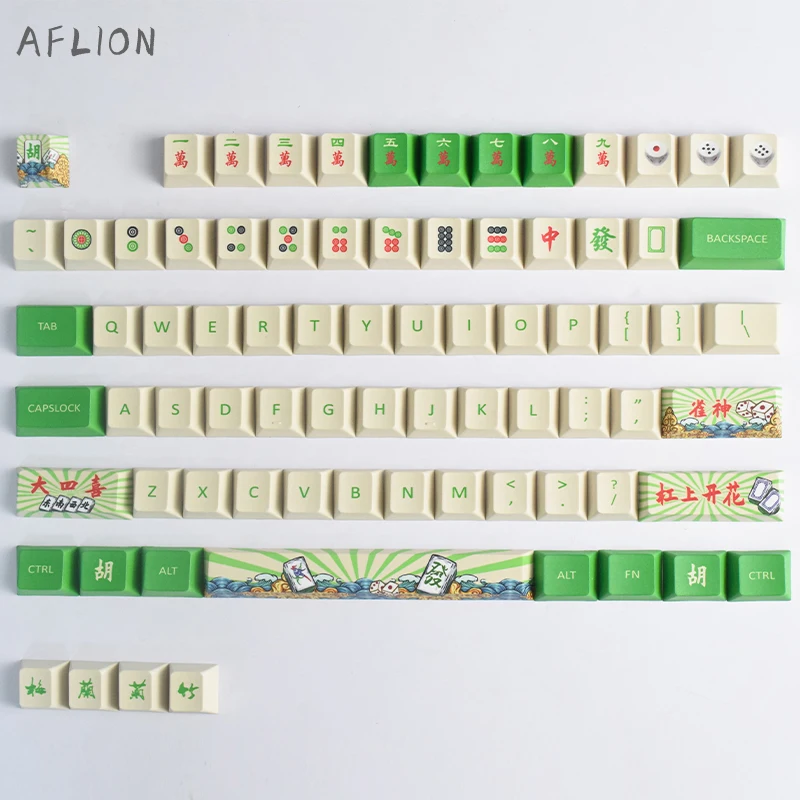 Aflion-108 키 기계식 키보드 DIY 열 승화 Pbt 키 캡, 게임 애니메이션 사용자 정의 체리 윤곽 마작 디자인