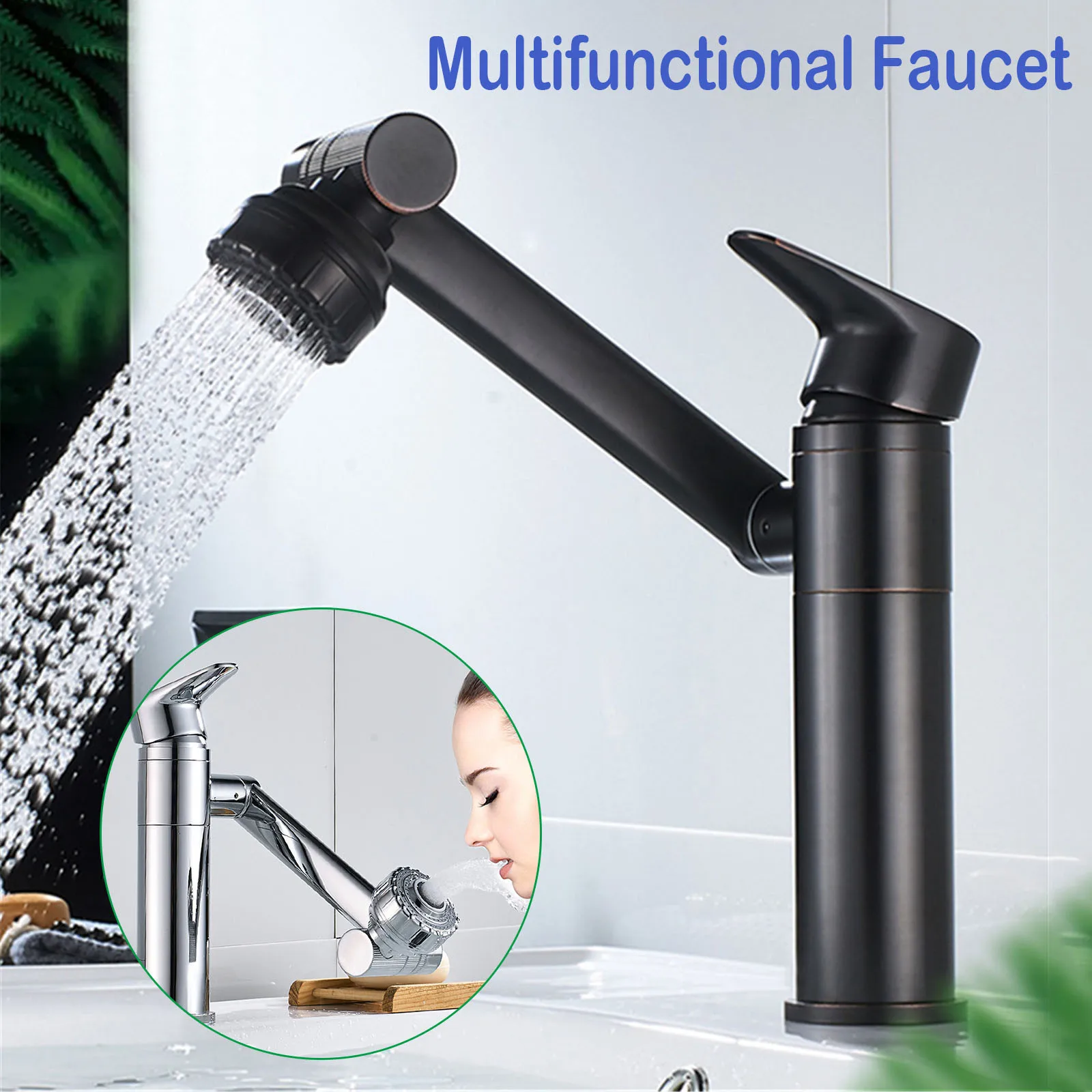 2022 Popular Washbasin Kitchen 360 Degree Rotating Faucet Hot and Cold Water Adjustable Multifunctional Faucet Bathroom Sink