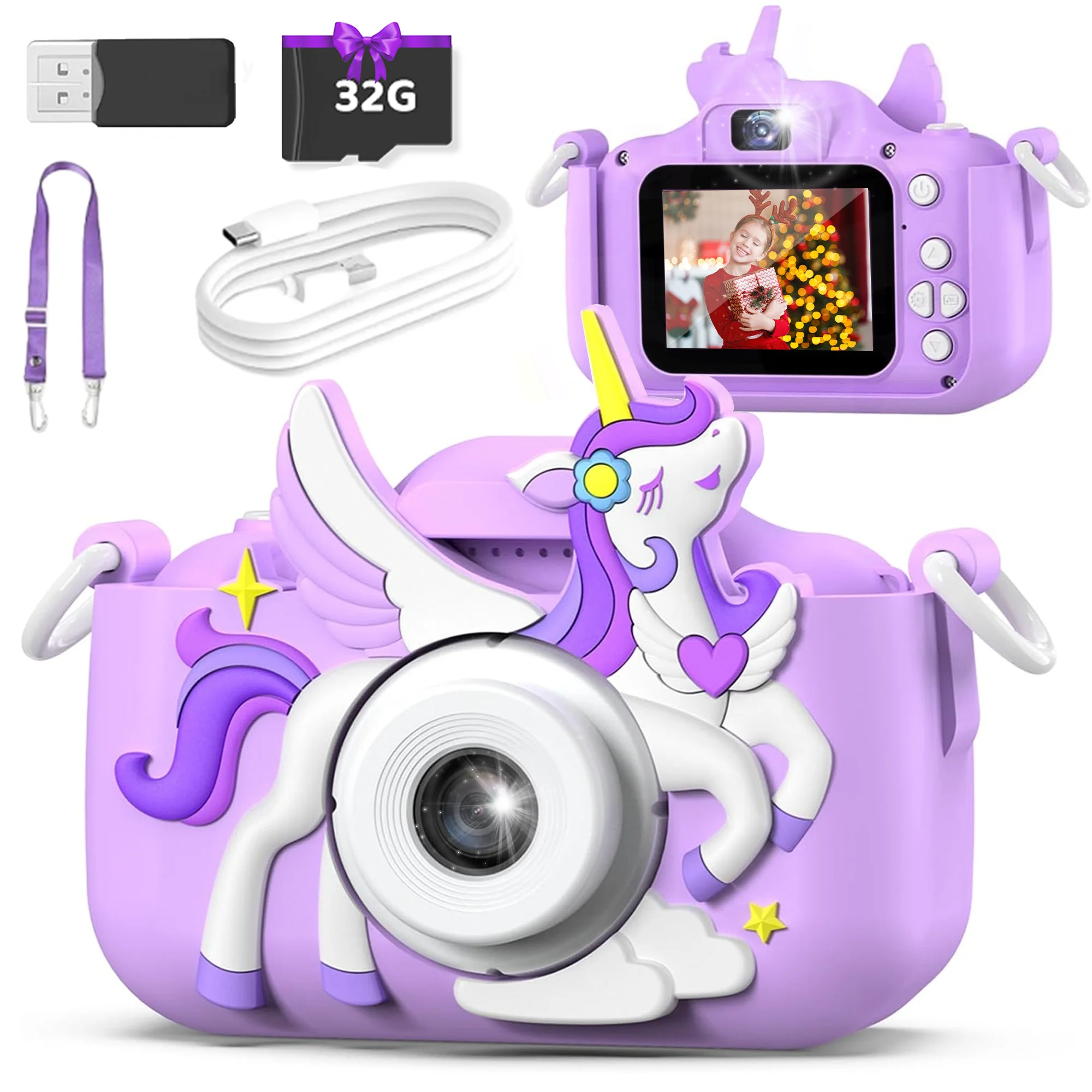 

Детская цифровая камера — милая, прочная и простая в использовании, фото/видео 1080P для малышей 3-10 лет, лучший подарок для детей 3-12 лет