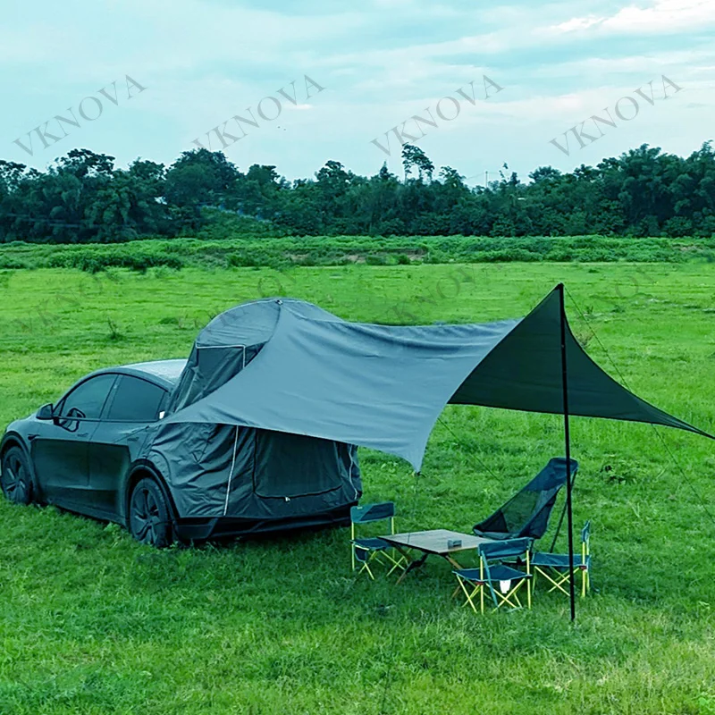 For Tesla Model Y Camping Car Rear Tent Outdoor Car Trunk Tent with Canopy Car Trunk Extension Tent Sunshine-Proof Camping parts