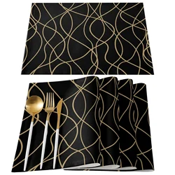 Lines Modern Art Black Kitchen Dining Table Decor Accessories Placemat Heat Resistant Linen Tableware Pads Mats