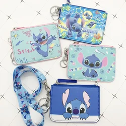 Disney Stitch PU coin purse card holder keychain key  case coin bag Mickey mouse Document card bag