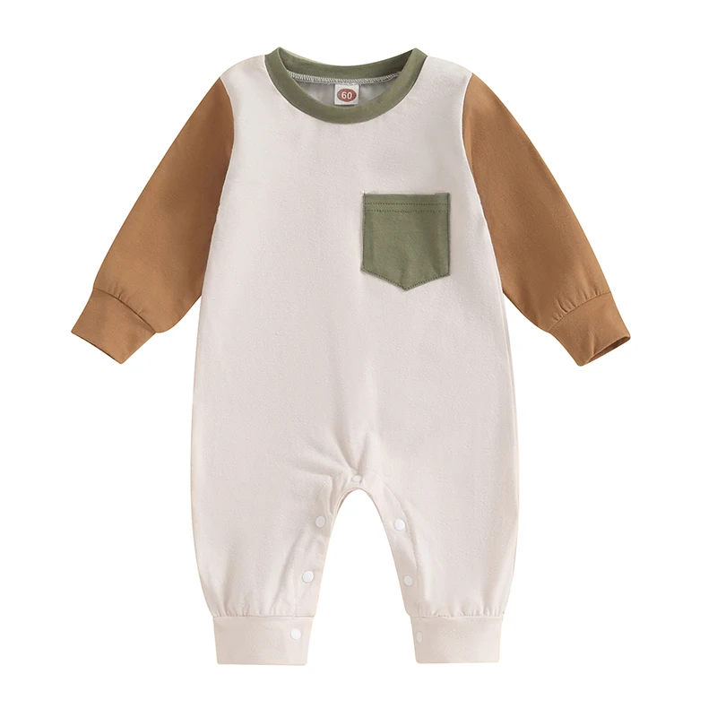 

2023 Spring Autumn Newborn Baby Clothes Boys Cotton Babies Romper Contrast Color Long Sleeve Girl Jumpsuits for 0-24M Clothing