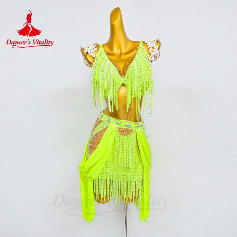 Vestido de actuación de baile latino para mujer, ropa de competición de Rumba, Chacha, Tango, falda para adultos y niños, vestidos Latinos