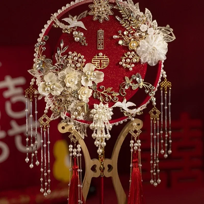 Fan bride wedding fan heavy industry DIY material package handmade Chinese Xiuhe costume