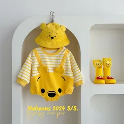 Winnie Pooh Cute Baby Long Sleeve Bodysuit Toddler Costume Cotton Cartoon Disney Infantil Jumpsuit Fashion K699