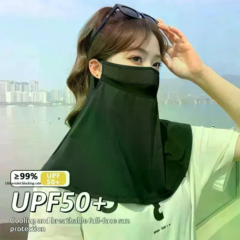 

Summer Sunscreen Ice Silk Mask Neck UV Protection Face Cover Sunscreen Face With Brim Outdoor Cycling Sun Protection Hats Caps