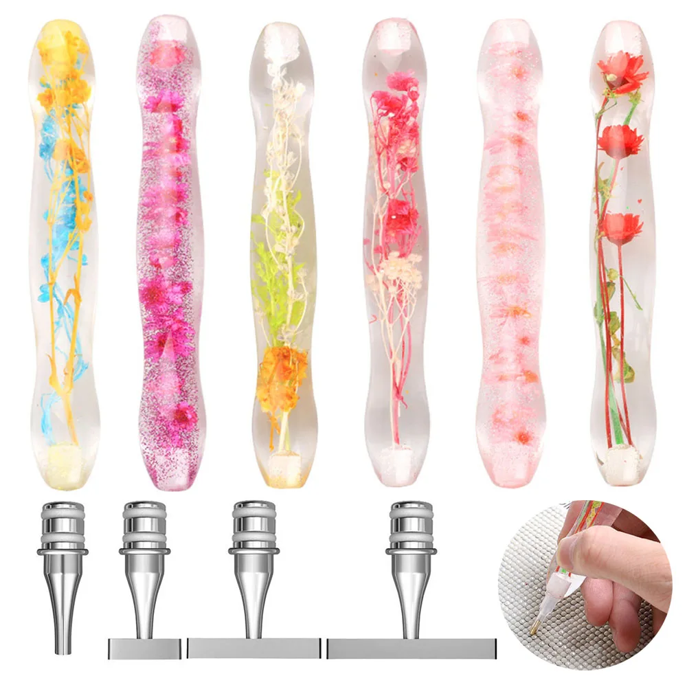 New Resin Dry Flower Diamond Painting Pen 1 4 8 10 Head Replaceable Plug-in Pen Tip 5D DIY Diamond Embroidery Tool Accessories
